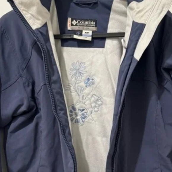 Columbia XCO Interchange Jacket S Blue Solid Outer Floral Liner Full Zip Women’s - Picture 3 of 10